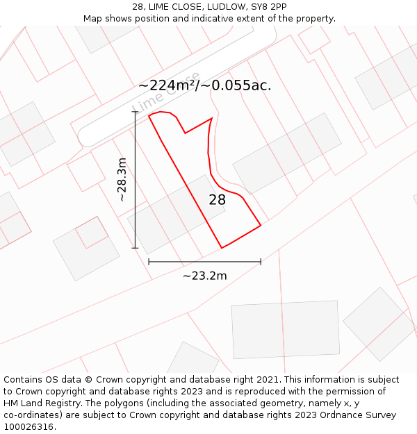 28, LIME CLOSE, LUDLOW, SY8 2PP: Plot and title map