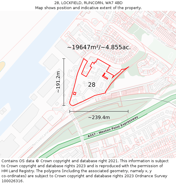 28, LOCKFIELD, RUNCORN, WA7 4BD: Plot and title map