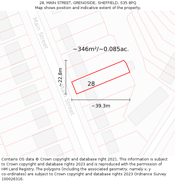 28, MAIN STREET, GRENOSIDE, SHEFFIELD, S35 8PQ: Plot and title map