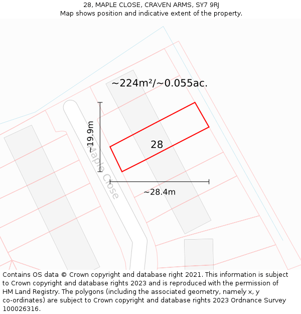 28, MAPLE CLOSE, CRAVEN ARMS, SY7 9RJ: Plot and title map