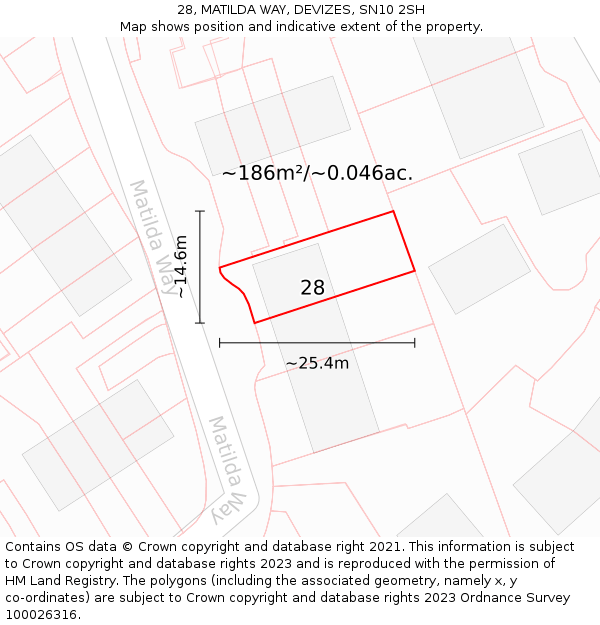 28, MATILDA WAY, DEVIZES, SN10 2SH: Plot and title map
