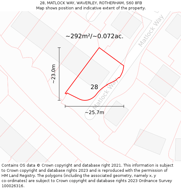 28, MATLOCK WAY, WAVERLEY, ROTHERHAM, S60 8FB: Plot and title map