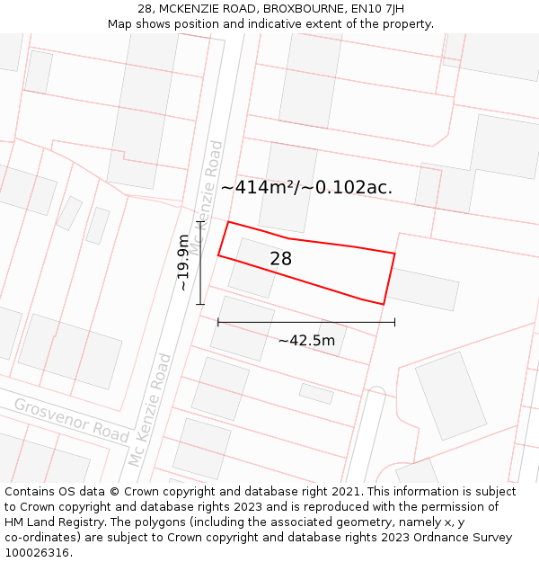 28, MCKENZIE ROAD, BROXBOURNE, EN10 7JH: Plot and title map