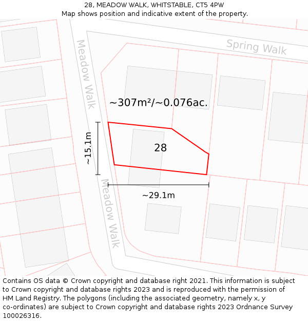28, MEADOW WALK, WHITSTABLE, CT5 4PW: Plot and title map