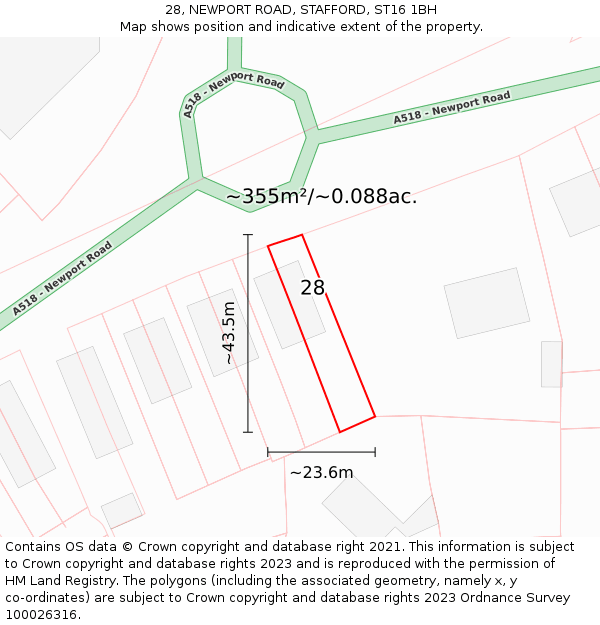 28, NEWPORT ROAD, STAFFORD, ST16 1BH: Plot and title map