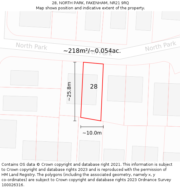28, NORTH PARK, FAKENHAM, NR21 9RQ: Plot and title map
