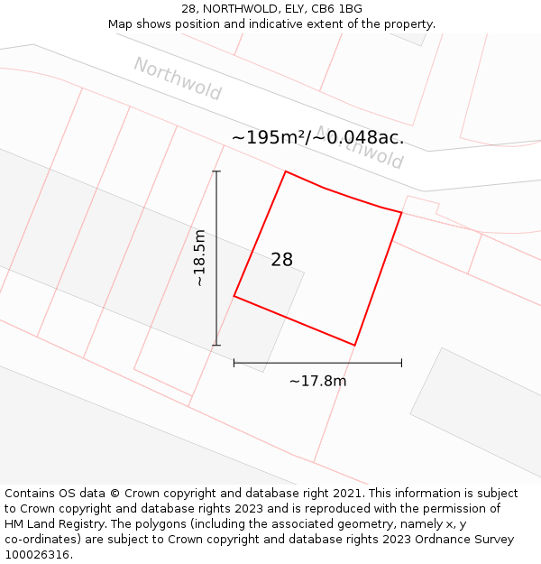 28, NORTHWOLD, ELY, CB6 1BG: Plot and title map