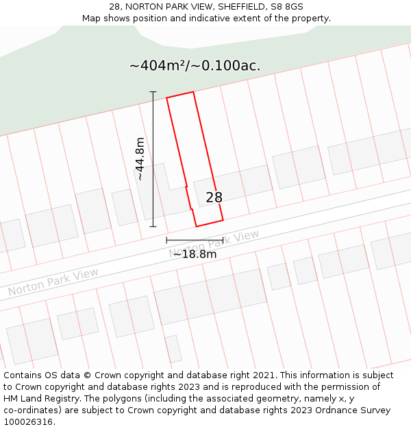 28, NORTON PARK VIEW, SHEFFIELD, S8 8GS: Plot and title map