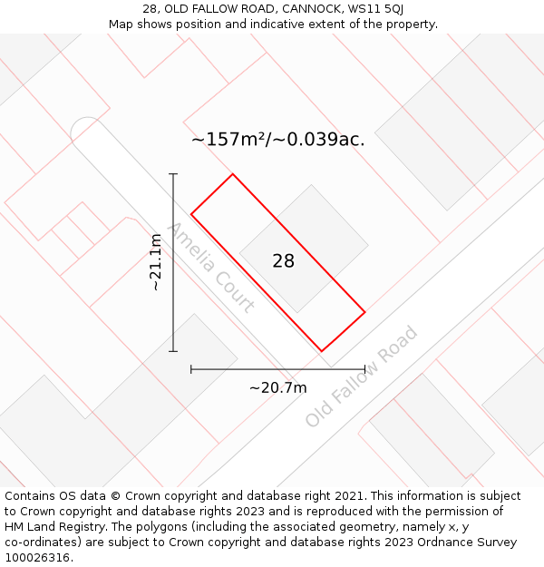 28, OLD FALLOW ROAD, CANNOCK, WS11 5QJ: Plot and title map