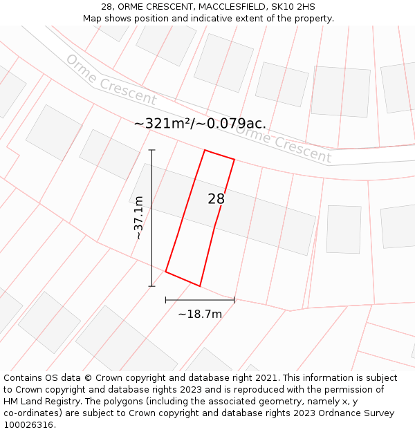 28, ORME CRESCENT, MACCLESFIELD, SK10 2HS: Plot and title map