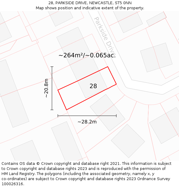 28, PARKSIDE DRIVE, NEWCASTLE, ST5 0NN: Plot and title map