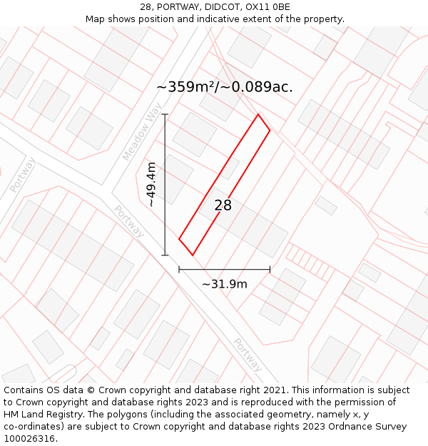 28, PORTWAY, DIDCOT, OX11 0BE: Plot and title map