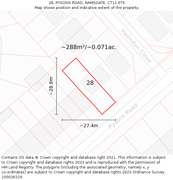 28, PYSONS ROAD, RAMSGATE, CT12 6TS: Plot and title map