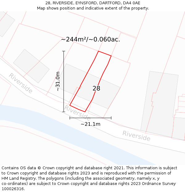 28, RIVERSIDE, EYNSFORD, DARTFORD, DA4 0AE: Plot and title map