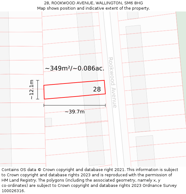 28, ROOKWOOD AVENUE, WALLINGTON, SM6 8HG: Plot and title map