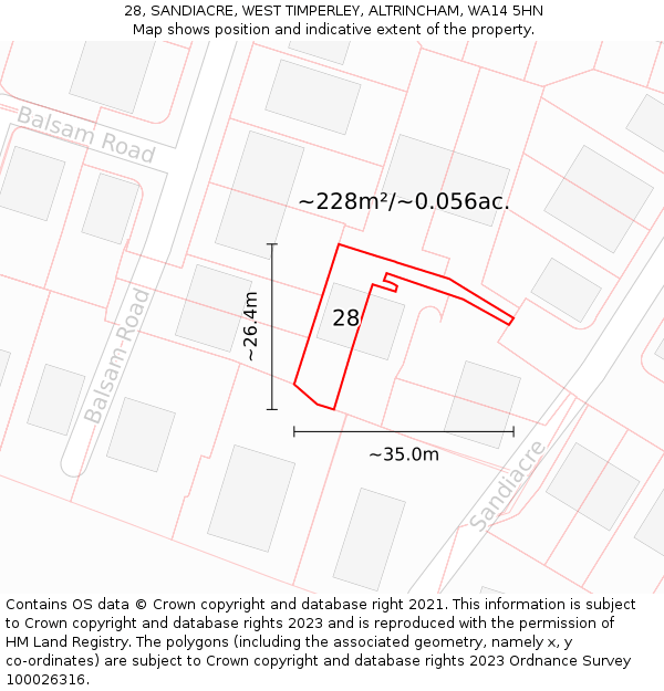 28, SANDIACRE, WEST TIMPERLEY, ALTRINCHAM, WA14 5HN: Plot and title map