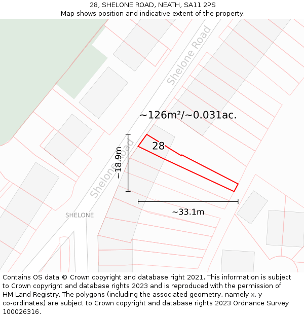 28, SHELONE ROAD, NEATH, SA11 2PS: Plot and title map