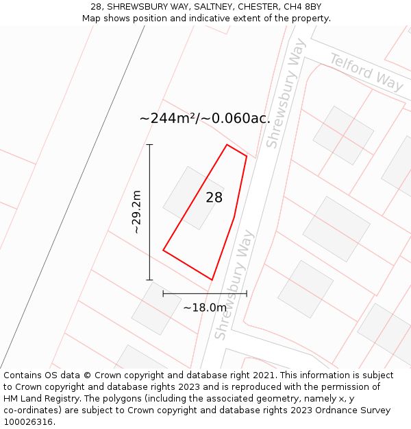 28, SHREWSBURY WAY, SALTNEY, CHESTER, CH4 8BY: Plot and title map