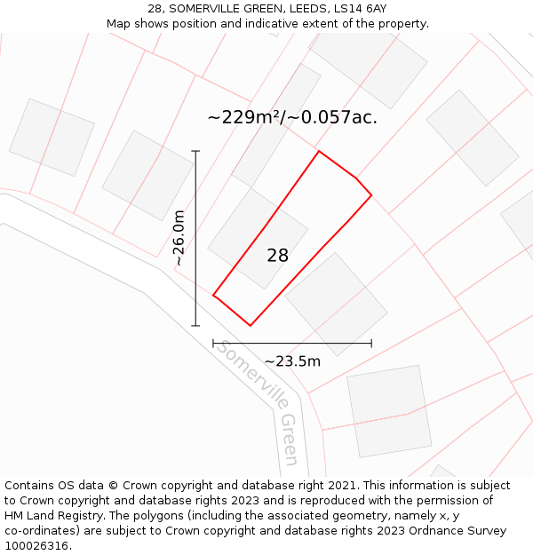 28, SOMERVILLE GREEN, LEEDS, LS14 6AY: Plot and title map