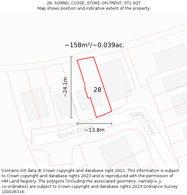 28, SORREL CLOSE, STOKE-ON-TRENT, ST2 9QT: Plot and title map