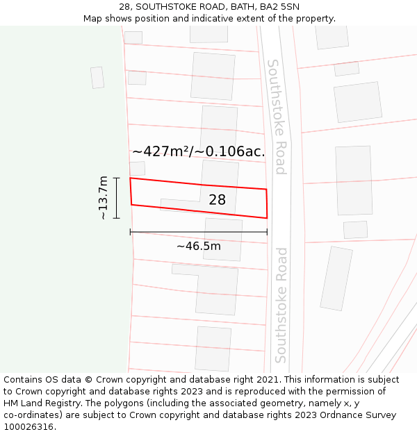 28, SOUTHSTOKE ROAD, BATH, BA2 5SN: Plot and title map