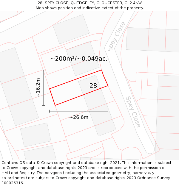 28, SPEY CLOSE, QUEDGELEY, GLOUCESTER, GL2 4NW: Plot and title map