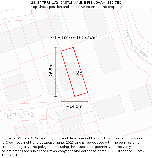 28, SPITFIRE WAY, CASTLE VALE, BIRMINGHAM, B35 7EQ: Plot and title map