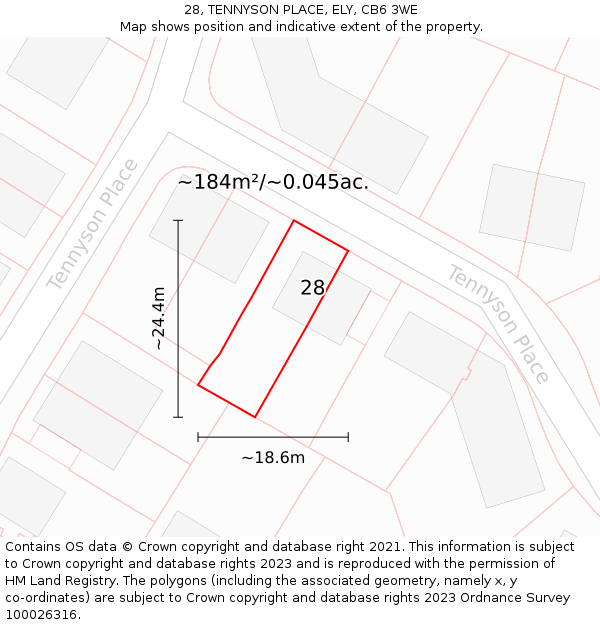 28, TENNYSON PLACE, ELY, CB6 3WE: Plot and title map