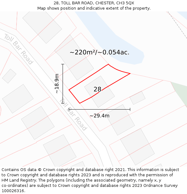28, TOLL BAR ROAD, CHESTER, CH3 5QX: Plot and title map