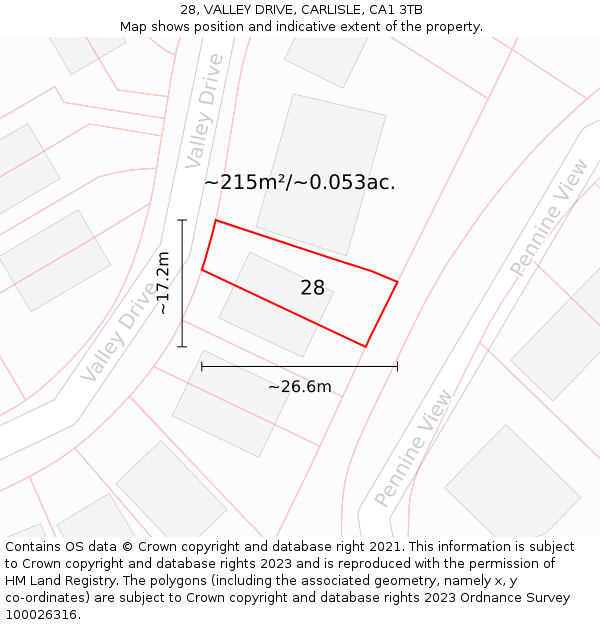 28, VALLEY DRIVE, CARLISLE, CA1 3TB: Plot and title map