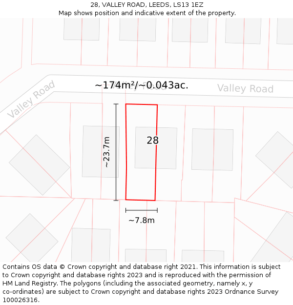 28, VALLEY ROAD, LEEDS, LS13 1EZ: Plot and title map