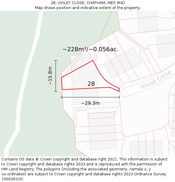 28, VIOLET CLOSE, CHATHAM, ME5 9ND: Plot and title map