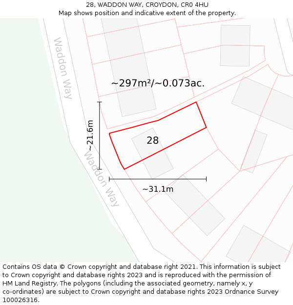 28, WADDON WAY, CROYDON, CR0 4HU: Plot and title map