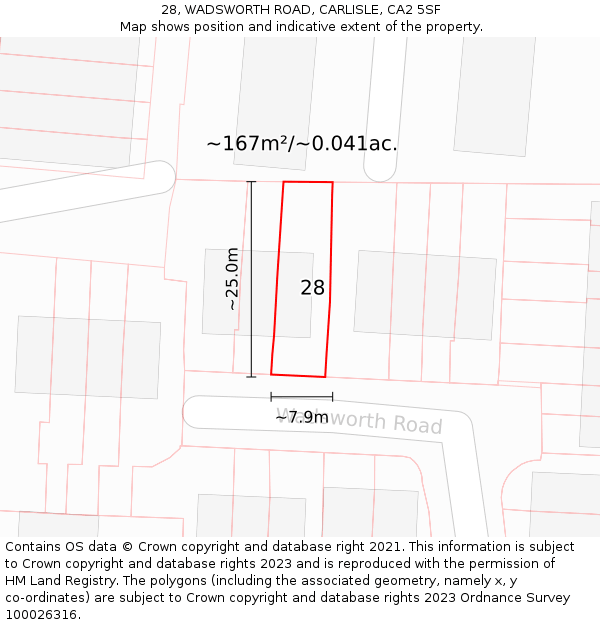 28, WADSWORTH ROAD, CARLISLE, CA2 5SF: Plot and title map