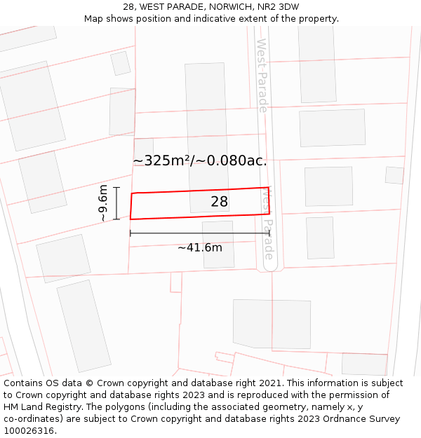 28, WEST PARADE, NORWICH, NR2 3DW: Plot and title map