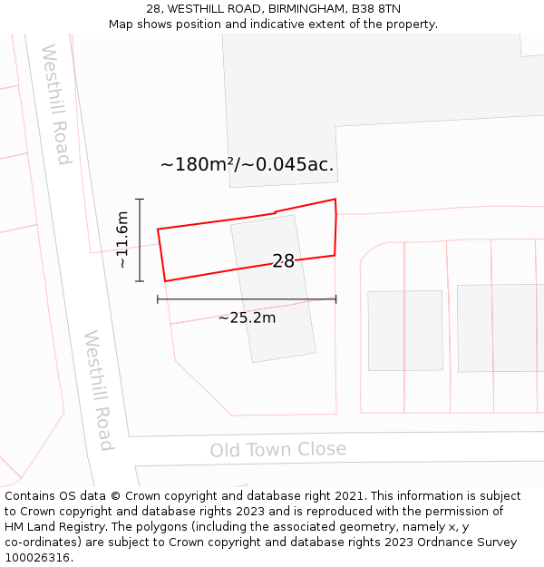 28, WESTHILL ROAD, BIRMINGHAM, B38 8TN: Plot and title map