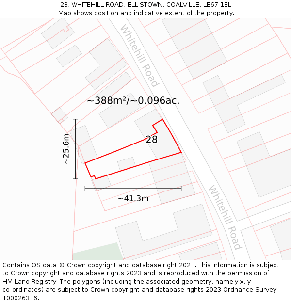 28, WHITEHILL ROAD, ELLISTOWN, COALVILLE, LE67 1EL: Plot and title map