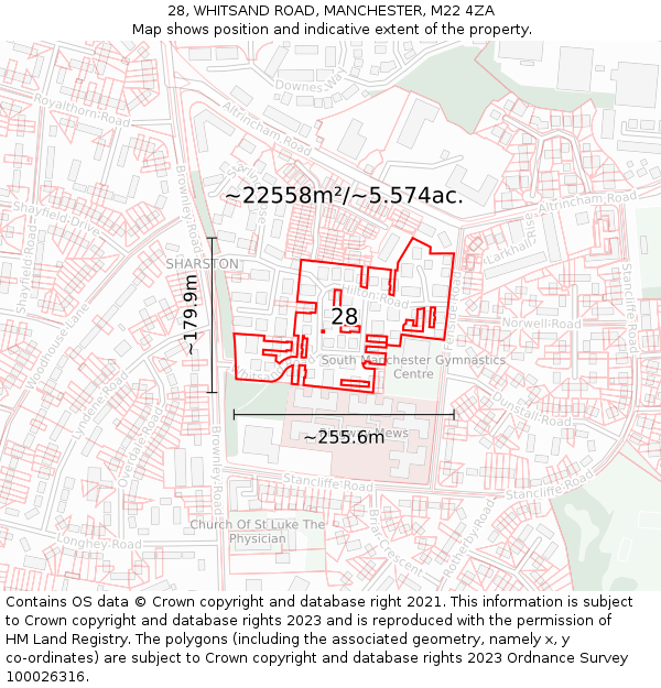 28, WHITSAND ROAD, MANCHESTER, M22 4ZA: Plot and title map
