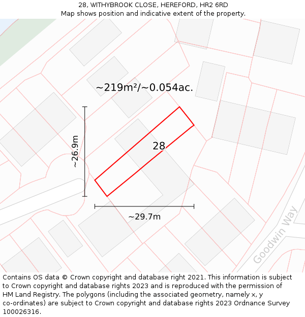 28, WITHYBROOK CLOSE, HEREFORD, HR2 6RD: Plot and title map