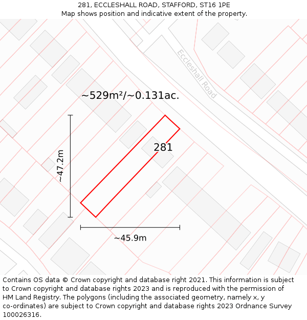 281, ECCLESHALL ROAD, STAFFORD, ST16 1PE: Plot and title map