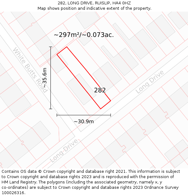 282, LONG DRIVE, RUISLIP, HA4 0HZ: Plot and title map