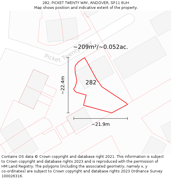 282, PICKET TWENTY WAY, ANDOVER, SP11 6UH: Plot and title map
