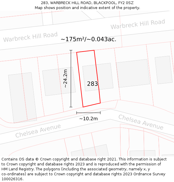 283, WARBRECK HILL ROAD, BLACKPOOL, FY2 0SZ: Plot and title map