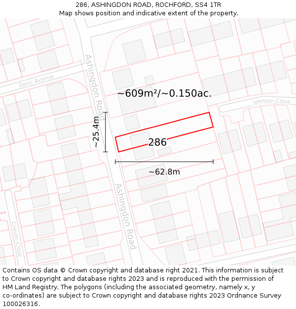 286, ASHINGDON ROAD, ROCHFORD, SS4 1TR: Plot and title map