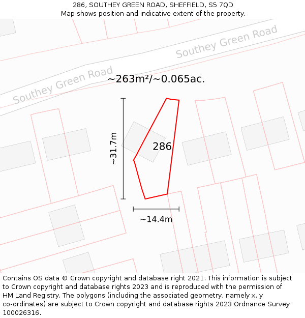 286, SOUTHEY GREEN ROAD, SHEFFIELD, S5 7QD: Plot and title map