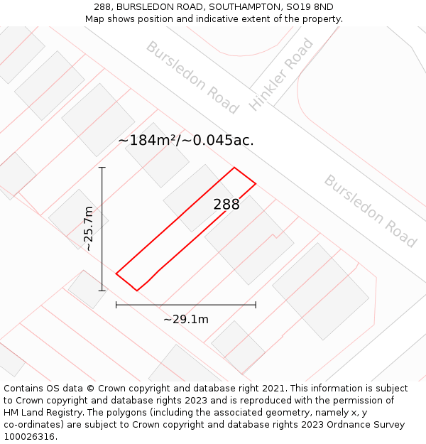 288, BURSLEDON ROAD, SOUTHAMPTON, SO19 8ND: Plot and title map