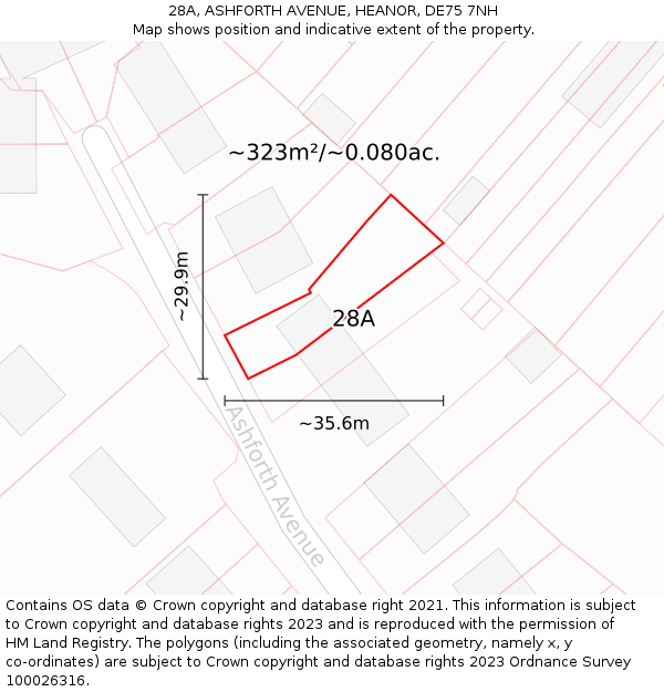 28A, ASHFORTH AVENUE, HEANOR, DE75 7NH: Plot and title map