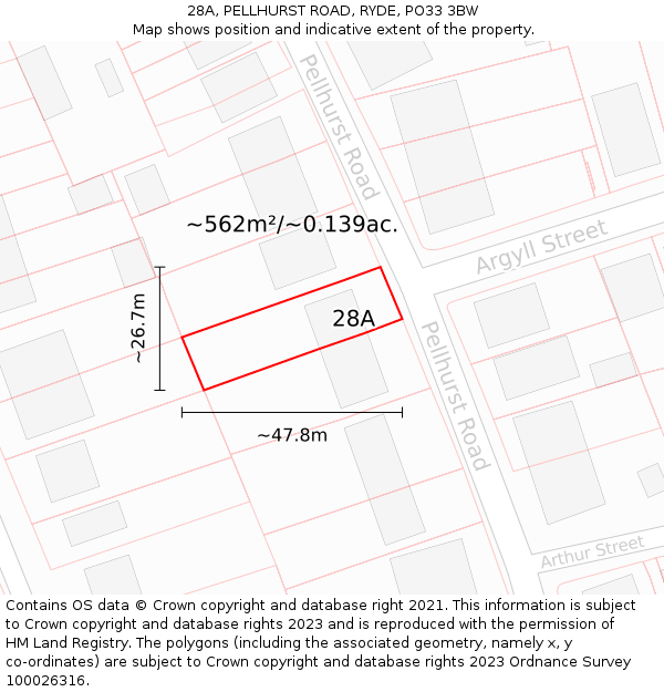 28A, PELLHURST ROAD, RYDE, PO33 3BW: Plot and title map