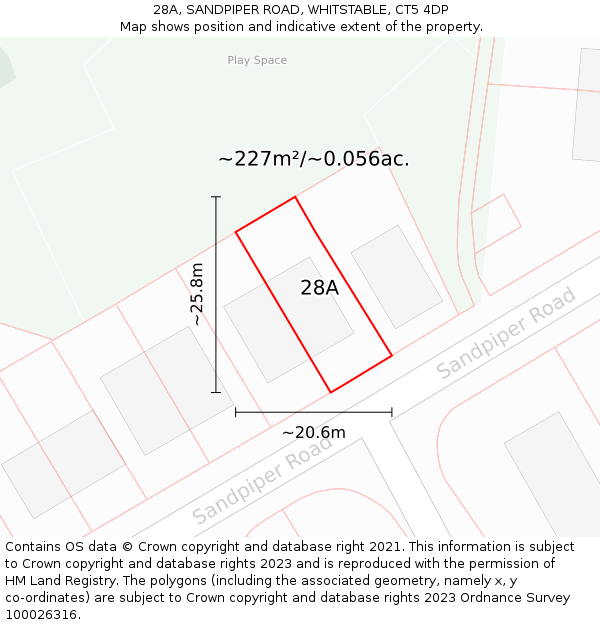 28A, SANDPIPER ROAD, WHITSTABLE, CT5 4DP: Plot and title map