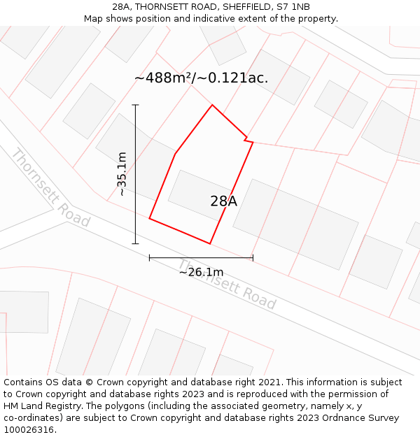 28A, THORNSETT ROAD, SHEFFIELD, S7 1NB: Plot and title map